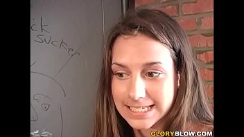 Cute Brunette Teen Shows Huge Cock Blowjob